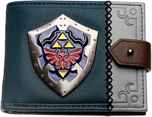 yzohu Legend of Zelda Snap Close - Cartera plegable con logotipo de metal, Azul, Minimalista