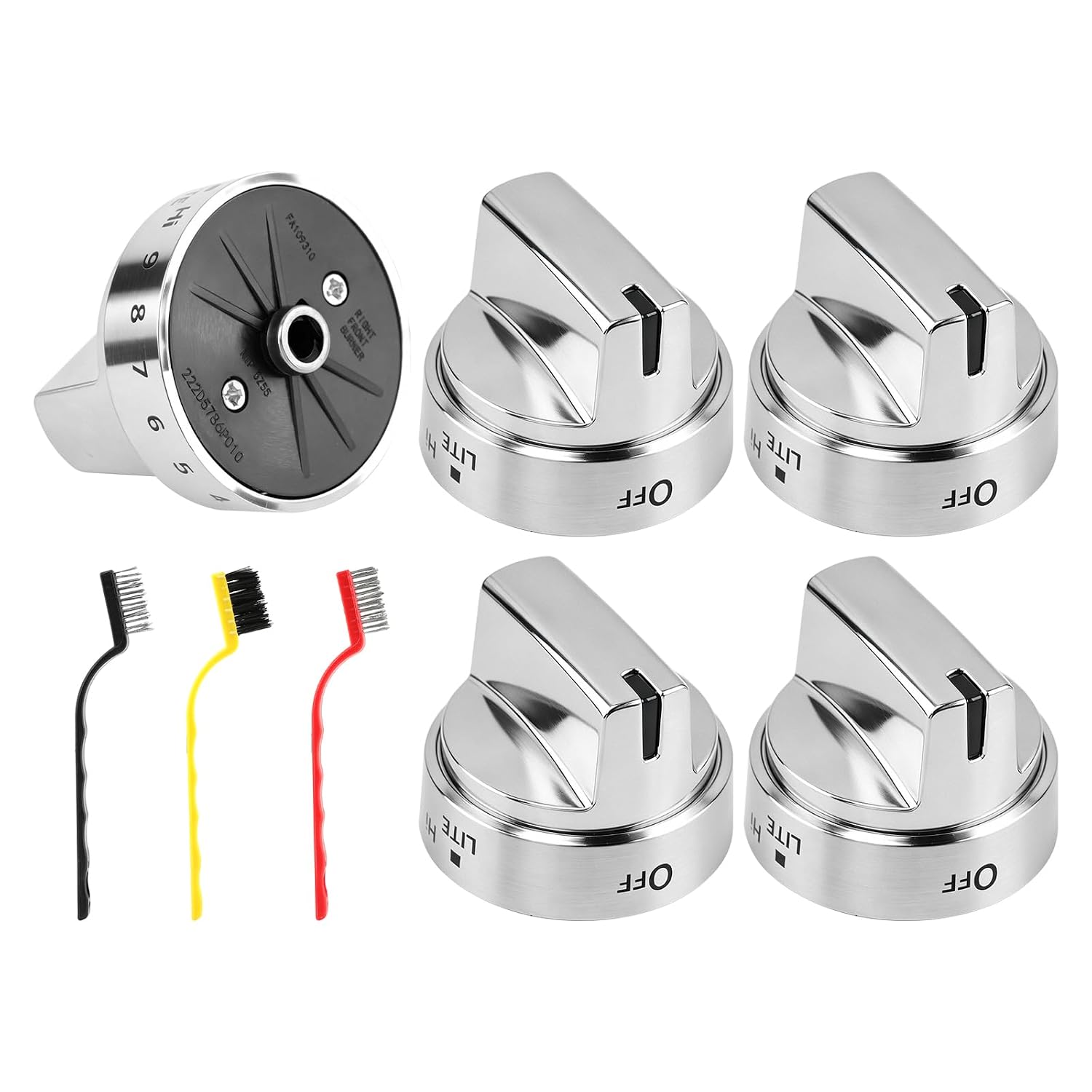 WB03X24818 Gas Stove Knobs， Stainless Steel Replacement for GE Range Stove