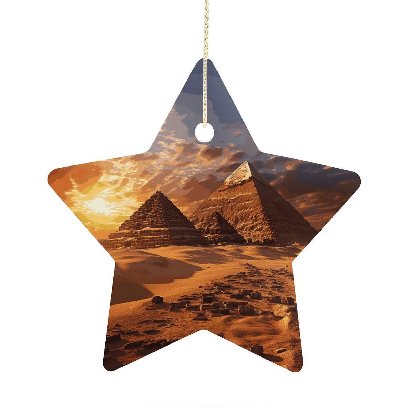 Fodpand Women's Style Egyptian Pyramids Ornament With String, Keepsake Hanging Decorations,Ceramic Ornaments For Men Indoor Home Holiday Party Gifts