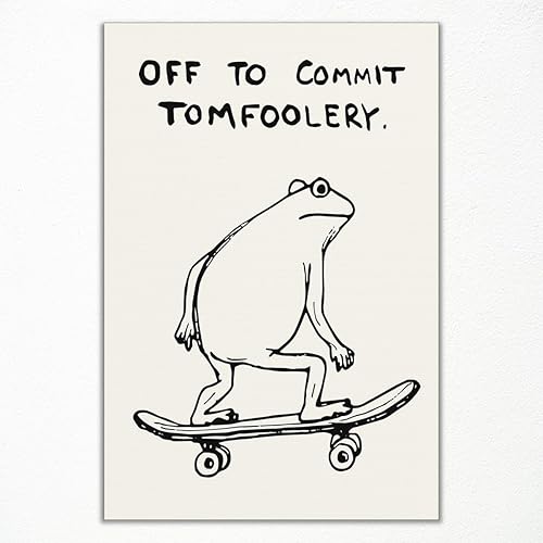Xianyojafa Frog Poster, Quote Off To Commit Tomfoolery Canvas Wall