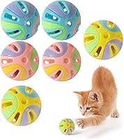 Vista 1 de Colorful Cat Toy Balls with Bell 6PCS, Interactive Hollow Design, Plastic, Training Exercise Toy(3 in 1 Color B)