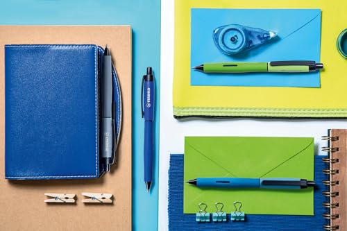 STABILO Stylo bille Palette roller rétractable bleu idéal pour les notes de bureau