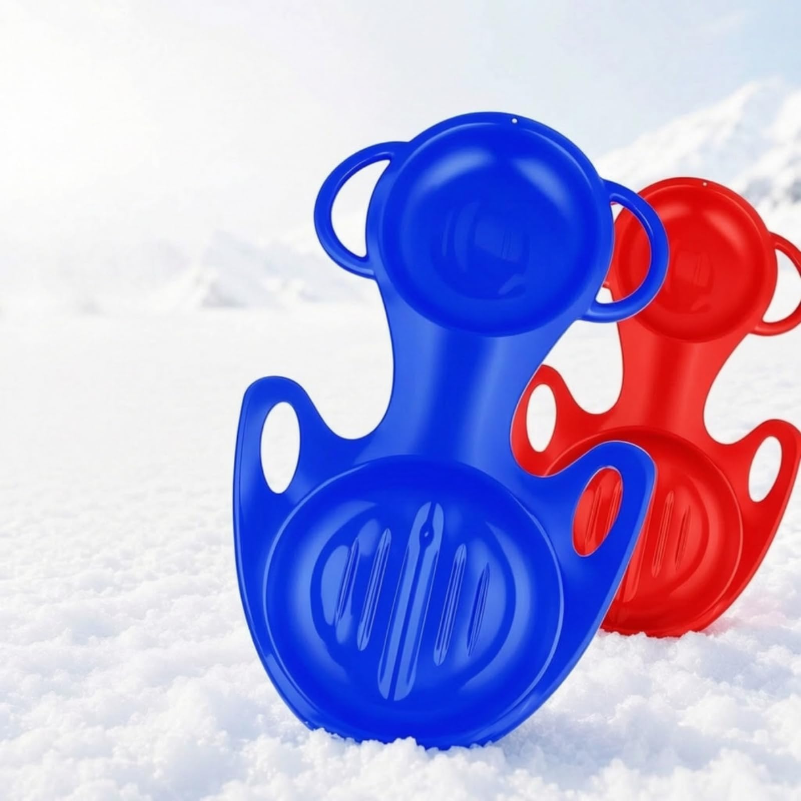 Slitta da Neve Persone Slitta Bob Toboggan di Fondo in HDPE Leggero con Maniglie Laterali E Foro per Corda volata Fluida E Stabile Adatta per Colline Innevate Giardino
