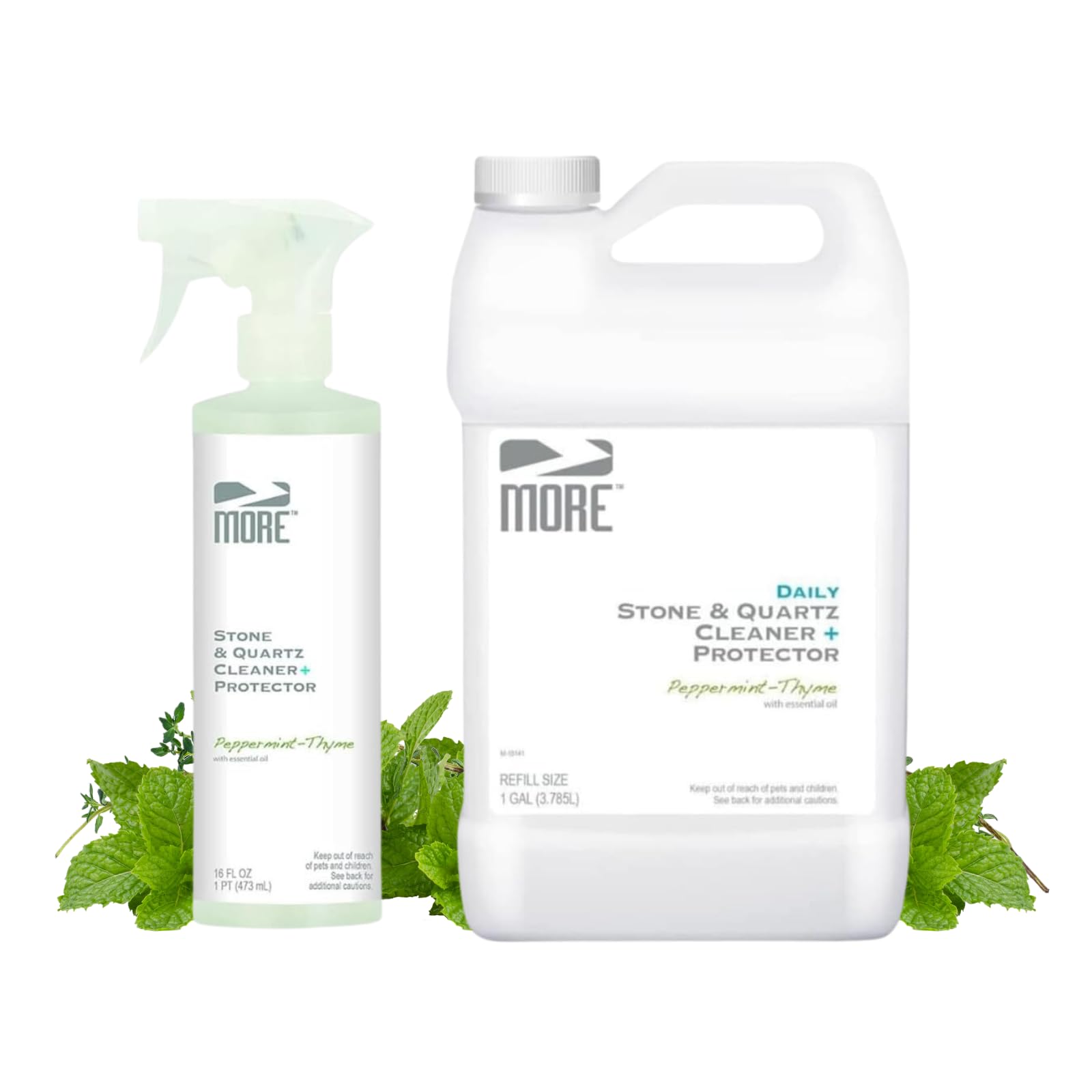 More Stone & Quartz Cleaner + Protector – Fórmula a base de agua para superficies de piedra natural y cuarzo (paquete de pinta y galón)