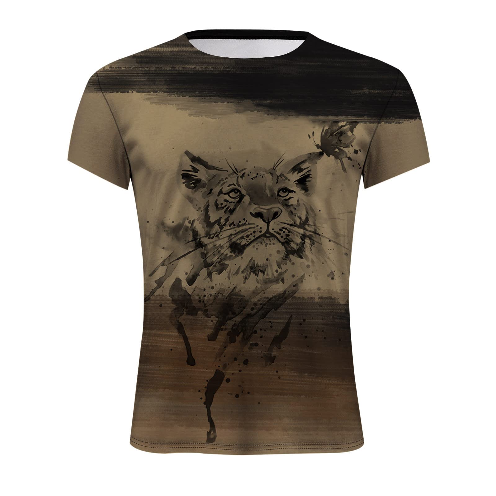 ADMAY Camiseta de manga corta para hombre, manga corta, cuello o blusa, estampado de manga corta, para hombre, camiseta informal, primavera, verano, blusa corta para hombres, camisa kimono para hombre