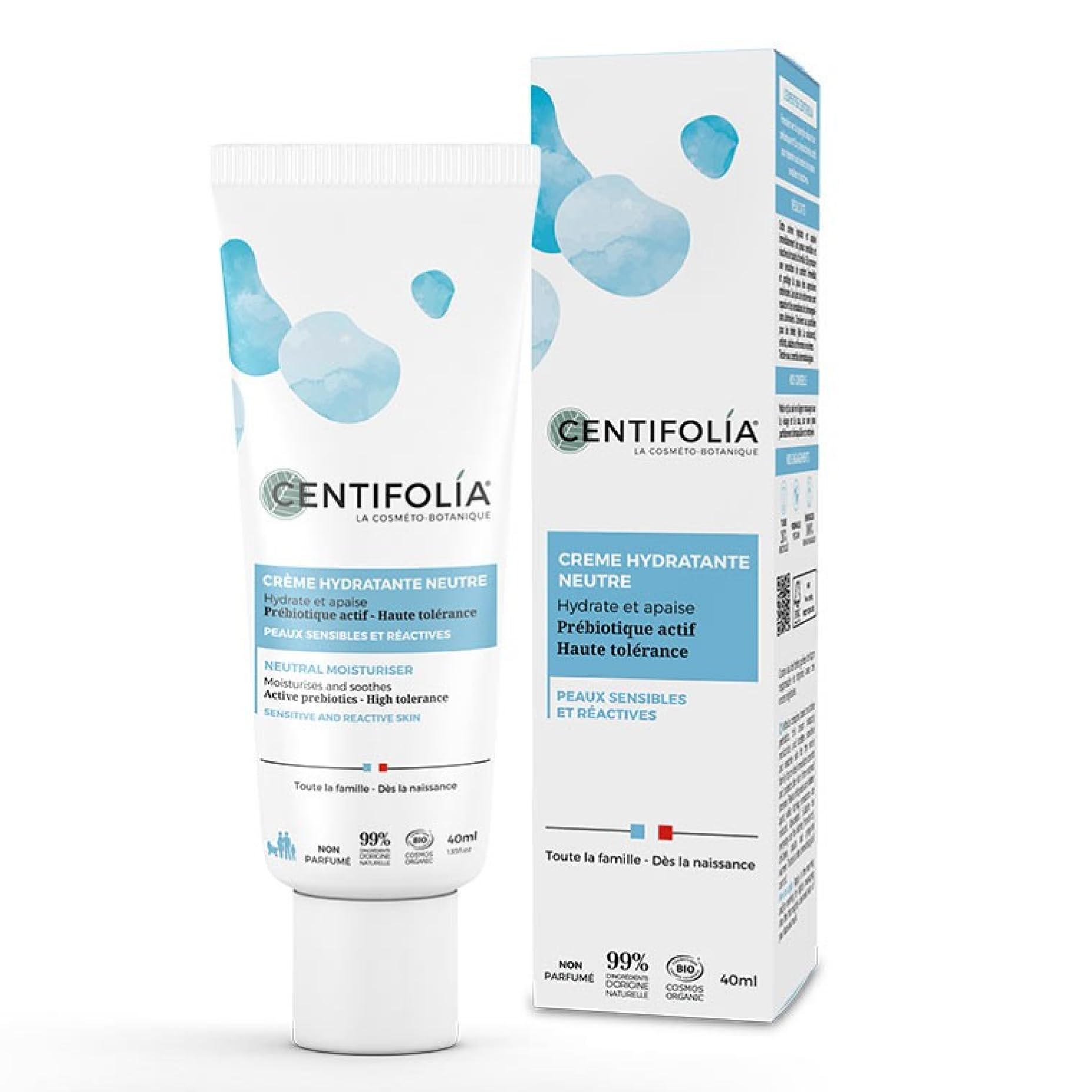 Centifolia Neutrale Feuchtigkeitscreme – 40 Ml, Für Empfindliche Haut, Vegan, Ab Geburt