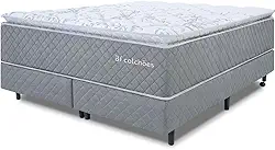 Cama Box com Colchão Queen Pillow Top Molas Ensacadas Premium Sleep Cinza 158x198cm BF Colchões