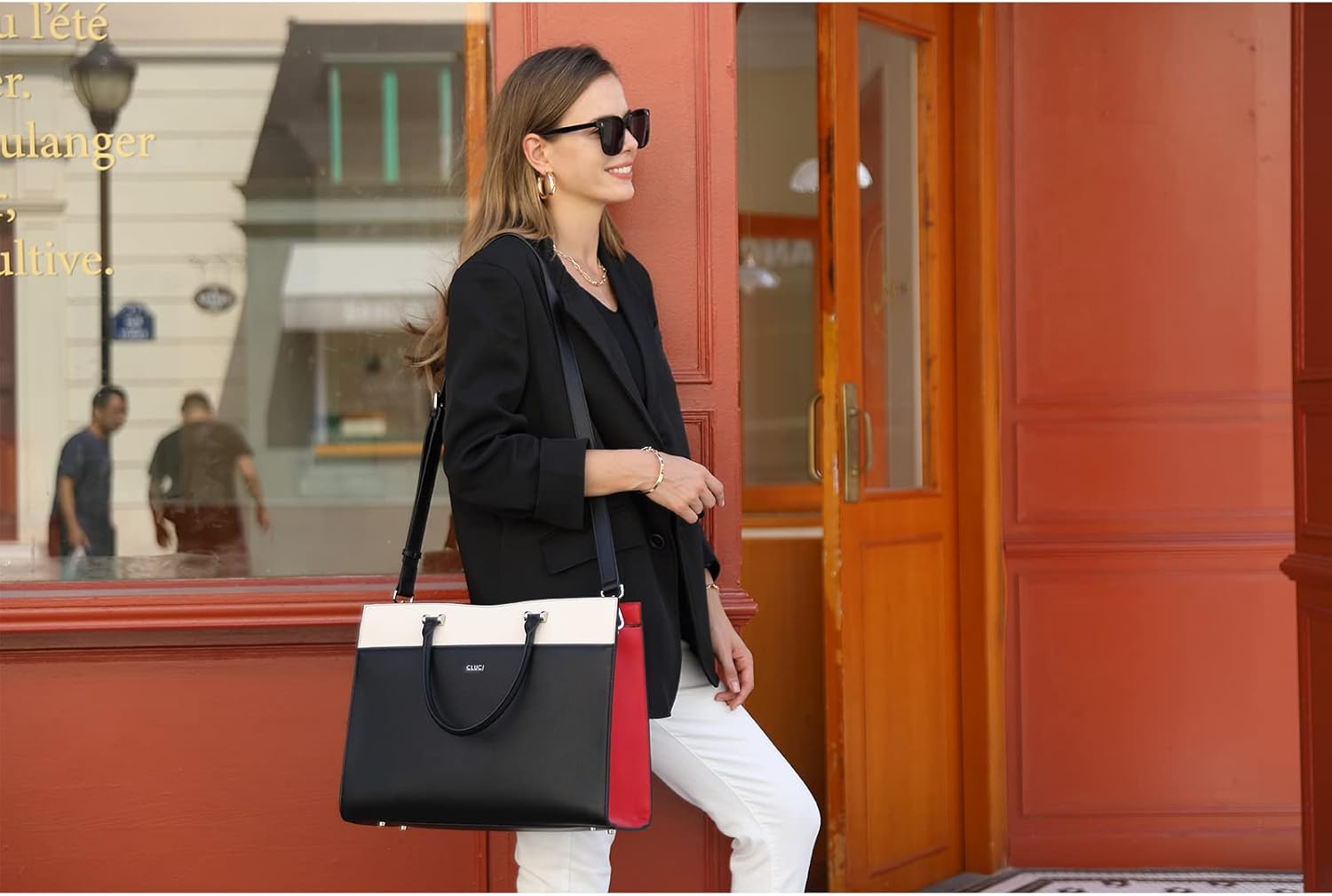 CLUCI Briefcase for Women Leather Laptop 15.6 Inch Business Ladies Work Computer Tote Bags - Image 2