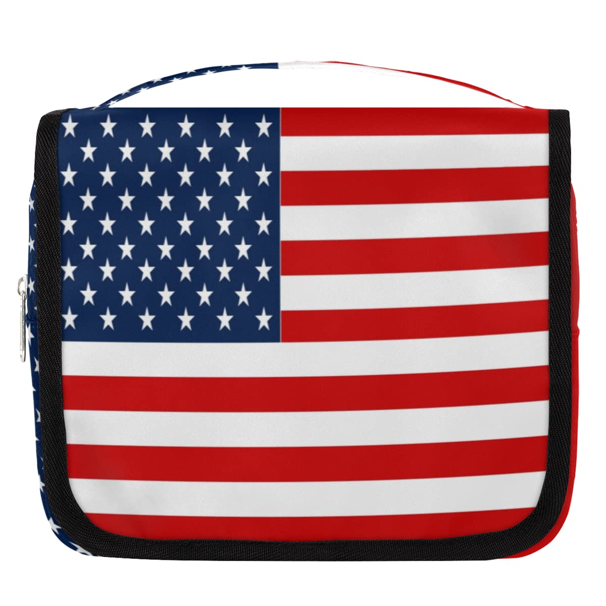 Kulturbeutel mit USA-Flaggen-Druck, amerikanische Flagge, Kulturbeutel, Unisex, hängende Toilettenartikel, Kosmetik, Make-up-Organizer, mehrfarbig, Einheitsgröße