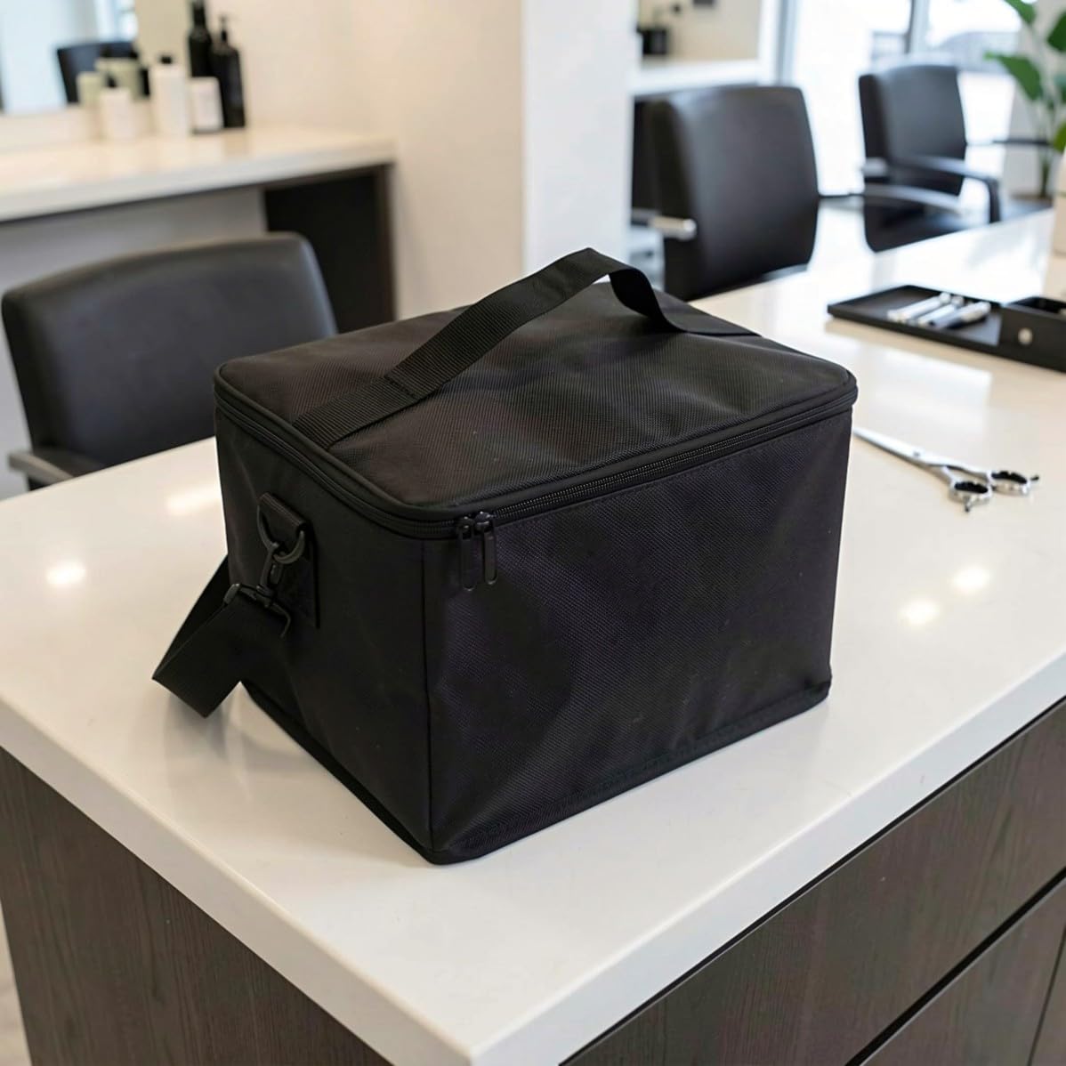 POPETPOP Borsa da Viaggio per Parrucchiere, Organizer Pieghevole Nero