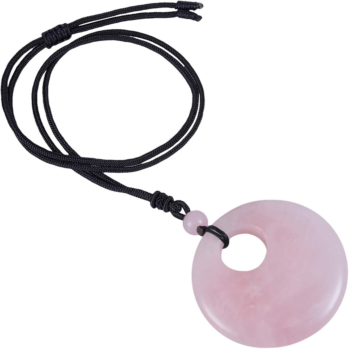 Nupuyai Rose Quartz Lucky Coin Pendant Necklace for Women Men Healing Crystal Stone Donut Pendant with Adjustable Cord 70cm - Image 4