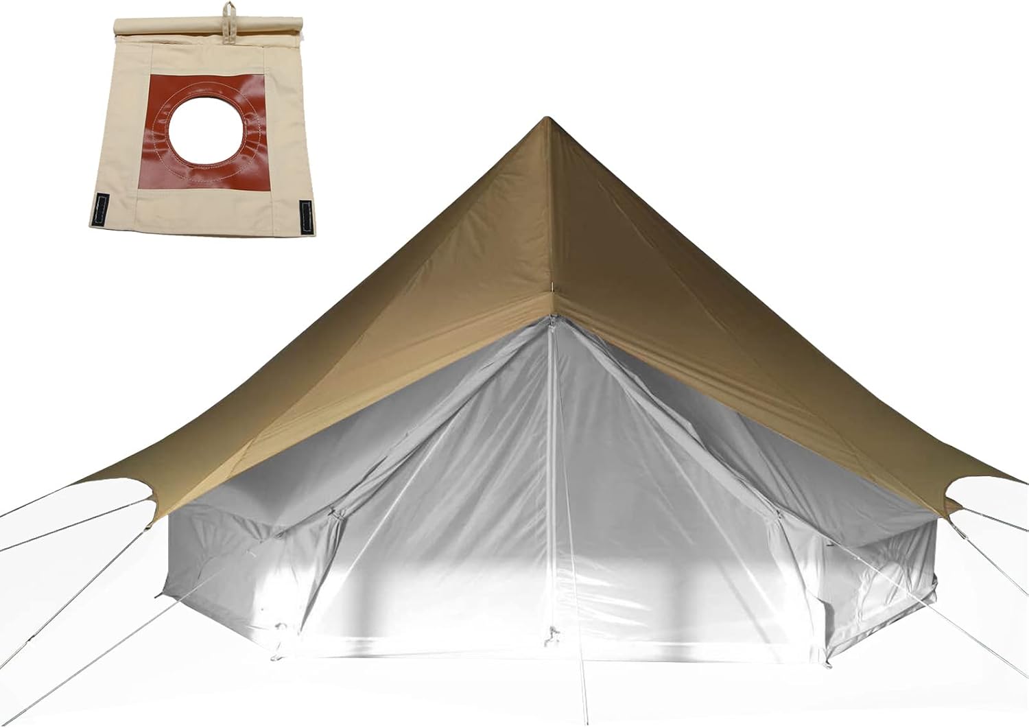 WINTENT Waterproof Top Tarp with Stove Jack for 3M 4M 5M 6M 7M Cotton Canvas Bell Tent Glamping Yurt Tent for Camping
