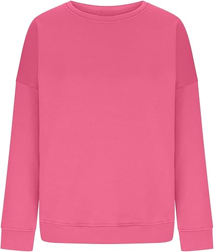 Miniatura 3 de Muyise Sudaderas de gran tamaño con cuello redondo para mujer, camisetas de entrenamiento, manga larga, hombros caídos, blusas tipo túnica sueltas