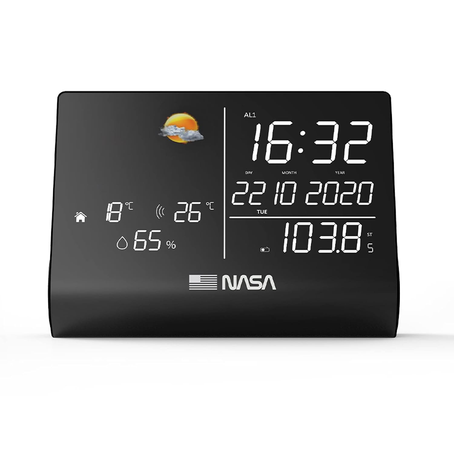 NASA - Weather Station and Bluetooth Speaker WSP1300 Black - 1 Outdoor Sensor - Supplied with Power Supply
