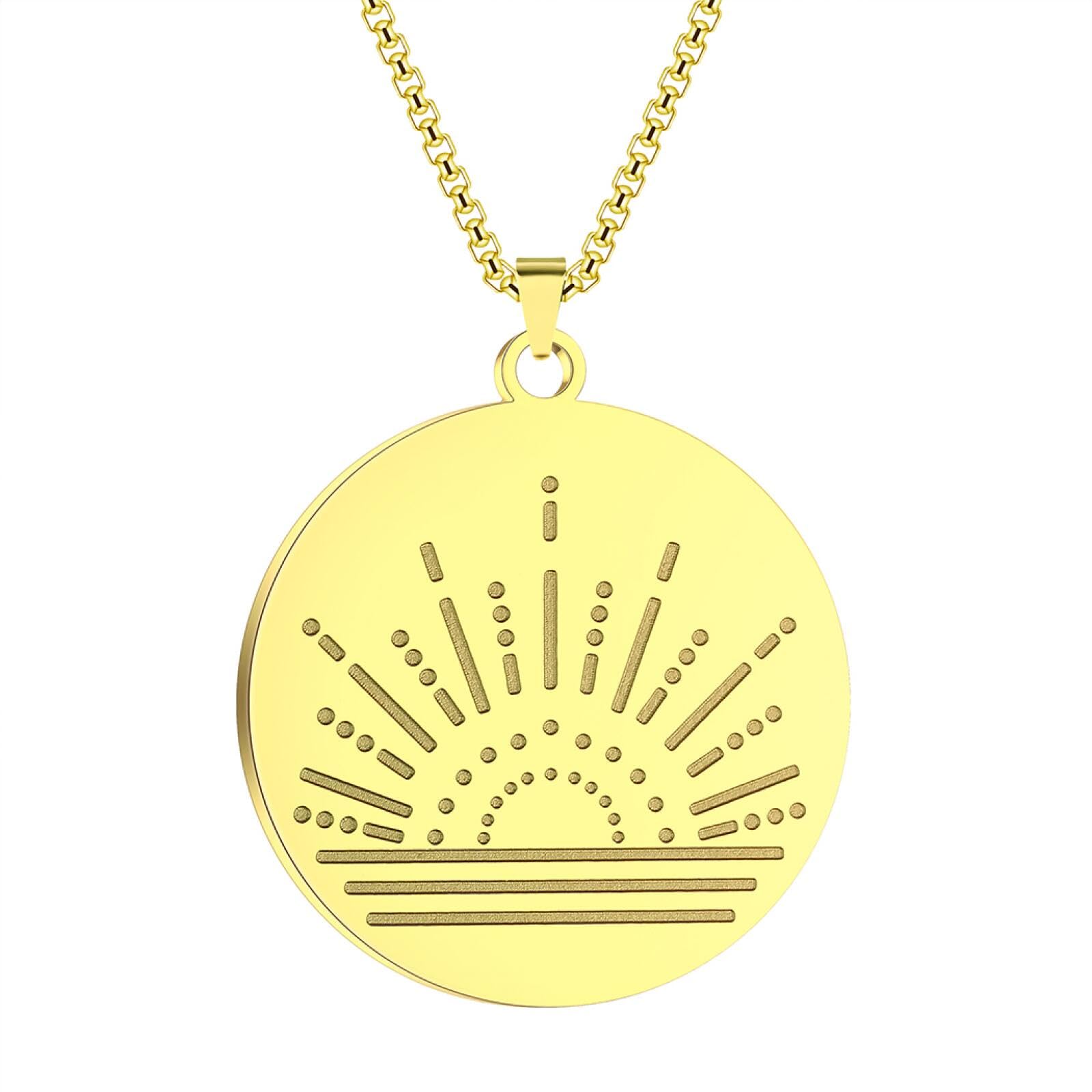 Collier soleil argenté et pendentif ethnique au design ciselé unique - 5