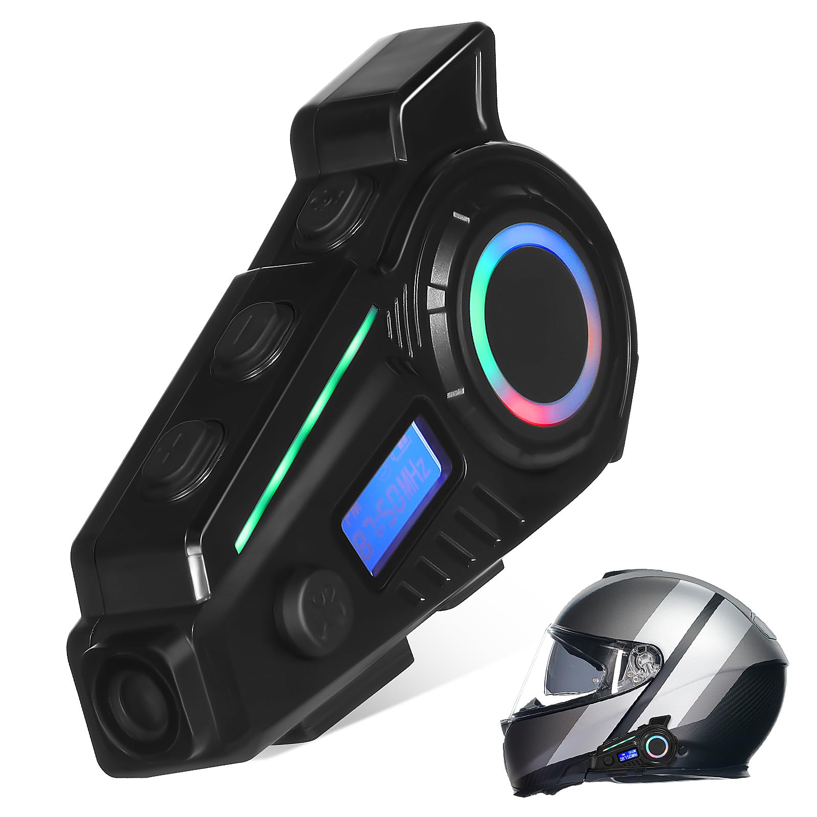 SHINEOFI Cuffie Per Casco Da Moto Con Funzione Di Comunicazione Supporto Audio Stereo e Microfono Integrato Per Chiamate in Vivavoce Compatibili Con Caschi Per Ciclismo e Guida