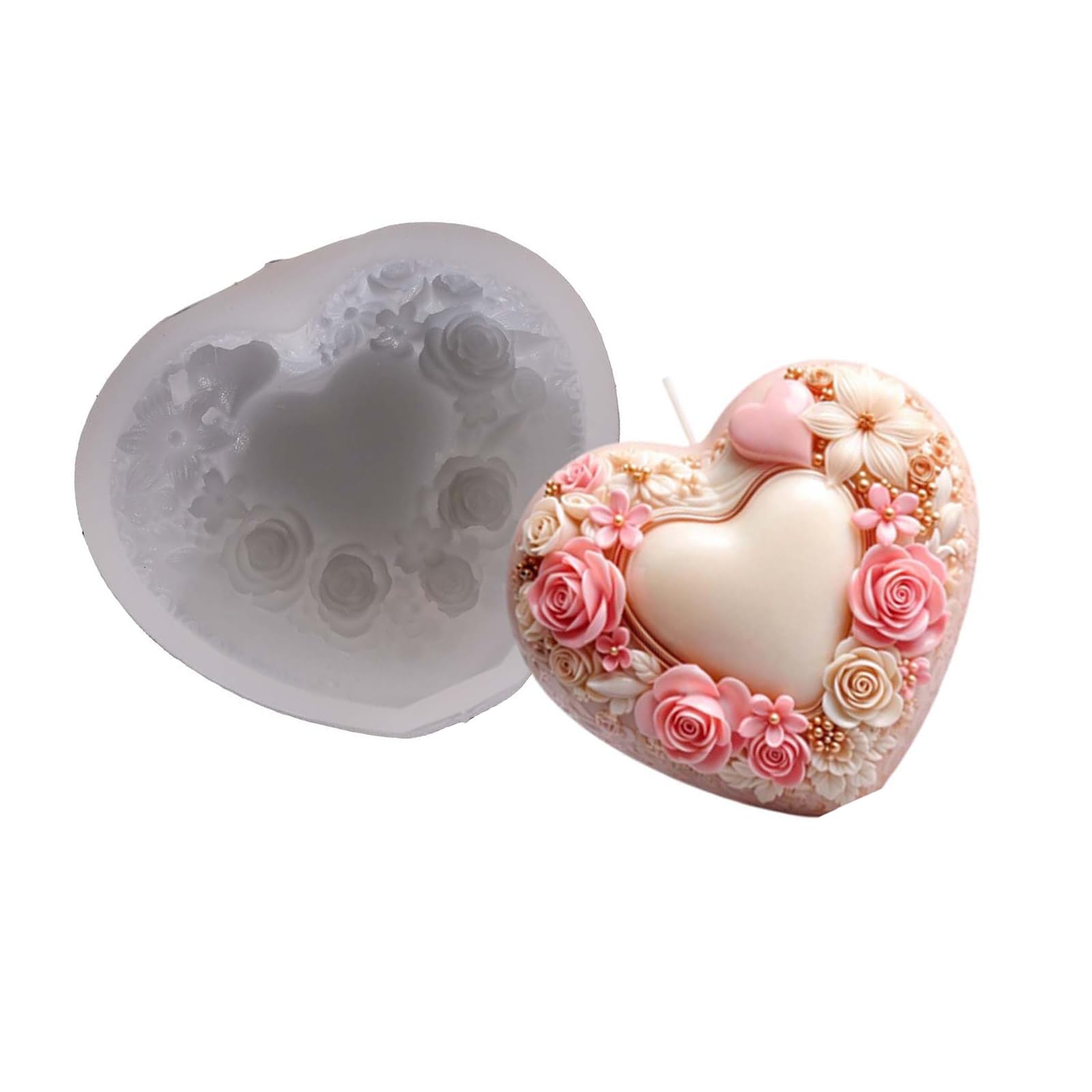 Alksubbm Creative Heart Flower Silicone for Artistic Making Plasters Sculptures and Soap Designs Possibilities Silicone