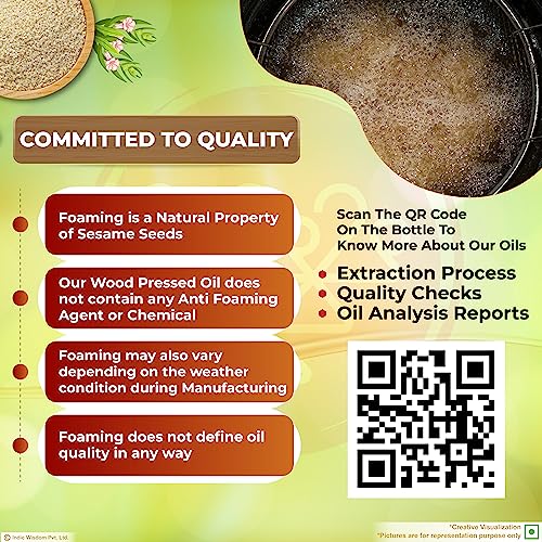 Image of IndicWisdom Wood Pressed White Sesame Oil 200 ml (Cold Pressed White Sesame Oil - Extracted on Wooden Churner)