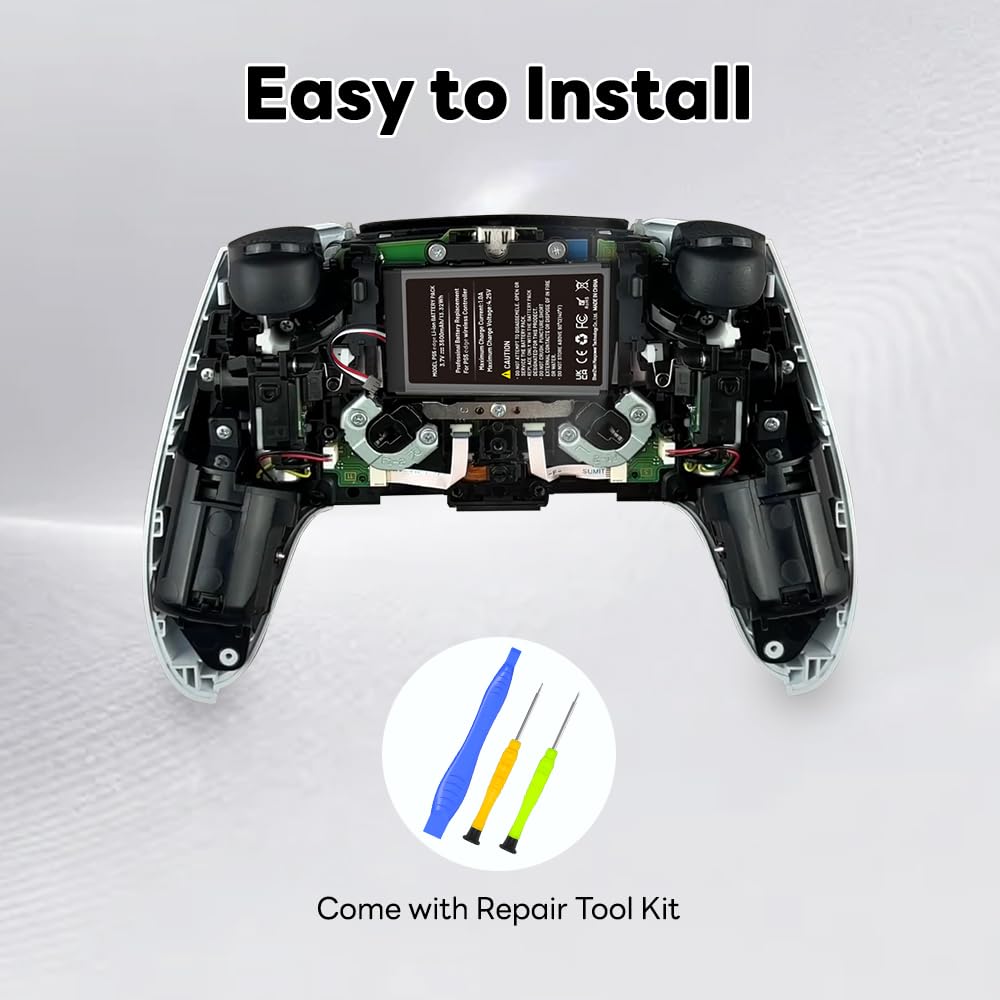 Confezione da 2 batterie per PS5 Dualsense Edge, aggiornamento 2026 ad alta capacità 3600 mAh, batteria ricaricabile per controller PlayStation 5 Dualsense Edge con kit di attrezzi