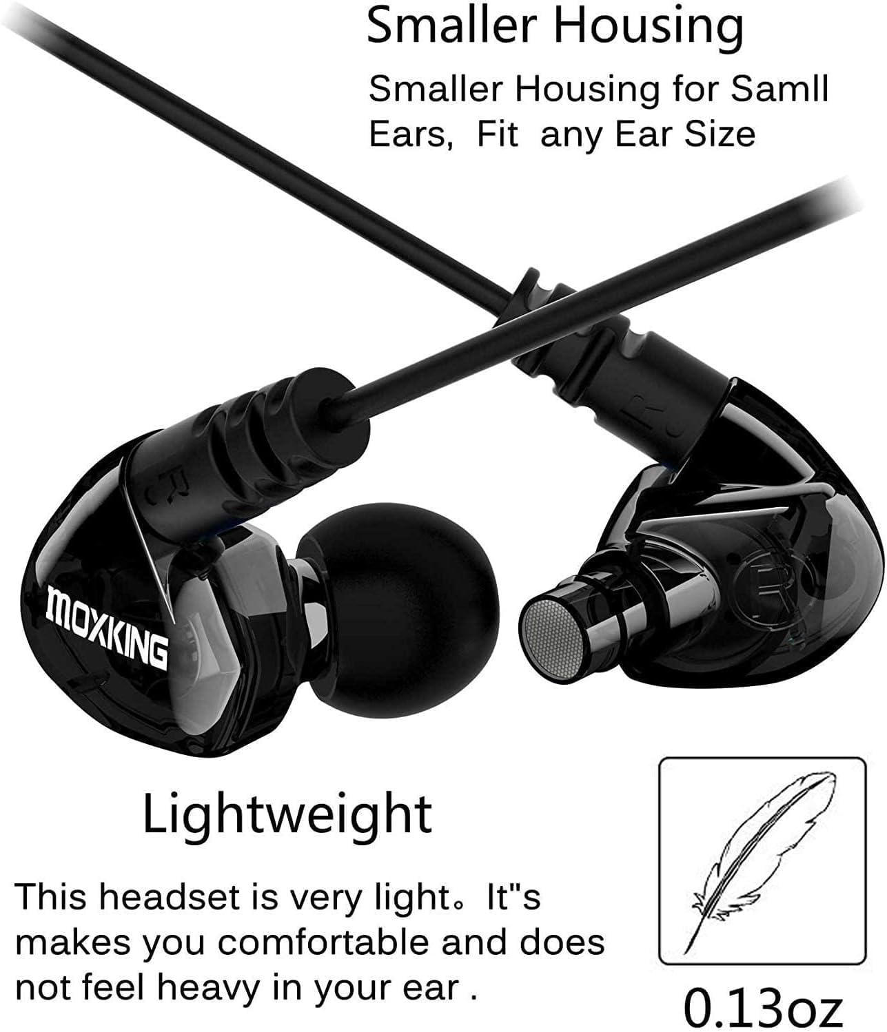 MOXKING Cuffie USB C Running Sports Earbud, tipo C, cablate Over Ear In Ear Headsets Enhanced Bass Stereo Auricolari con microfono e telecomando per Running Jogging Gym (Black-TypeC)