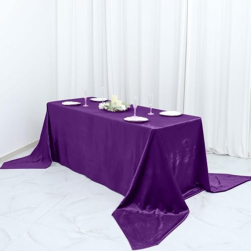 Miniatura 9 de Efavormart - Mantel rectangular de terciopelo morado prémium de 90 x 156 pulgadas para eventos de fiesta de boda