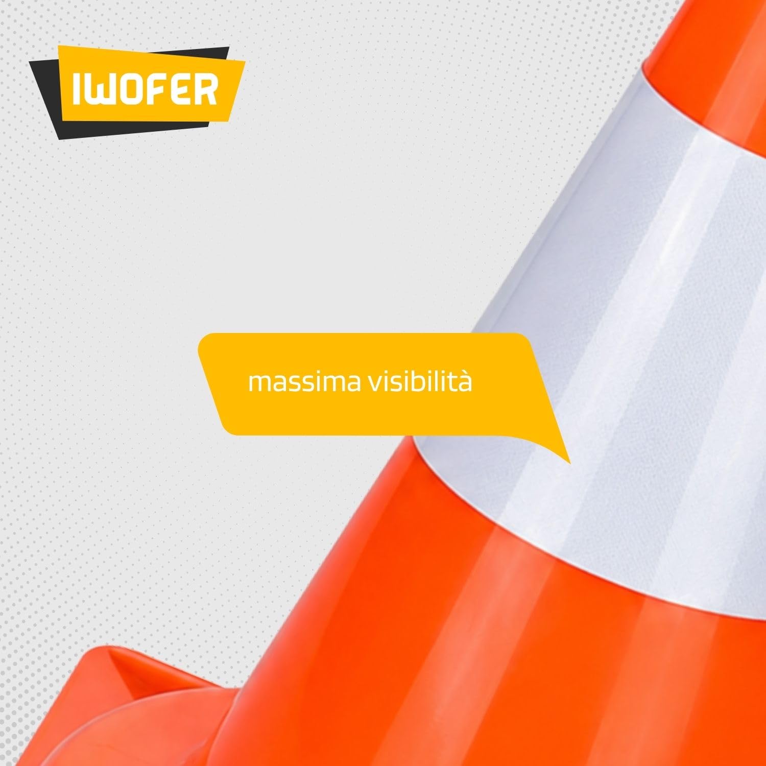 Cono Segnaletico Stradale 50 cm - Alta Visibilità - Ideale per Cantieri, Autoscuola, Traffico, Delimitazione, Magazzino, Sicurezza, Sport (20)