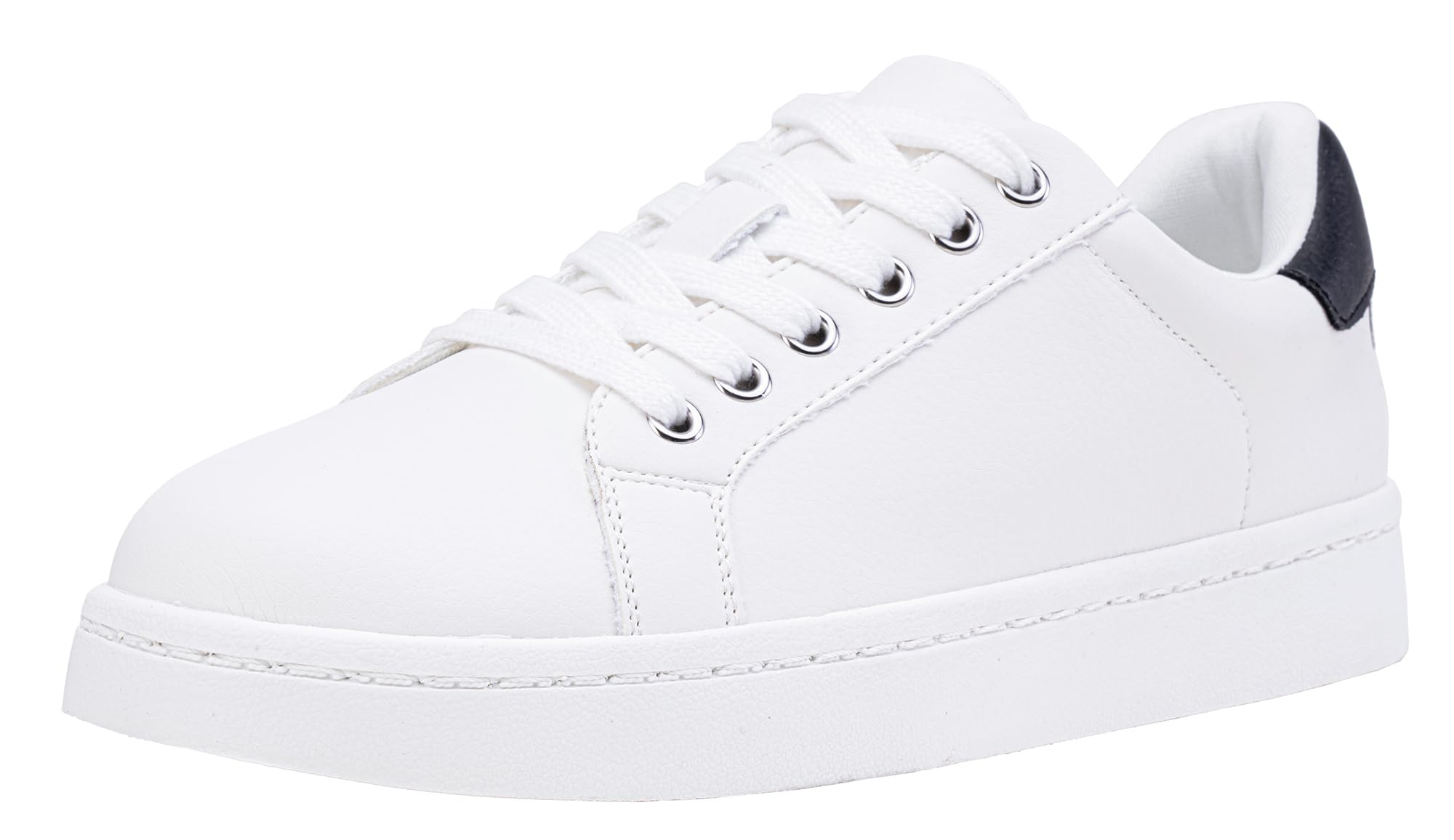 Vepose Women's Walking Sneakers, White Dressy Tennis Shoes with Arch Support, Lace up Casual Low Top Fashion Travel Shoes 7 White Black
