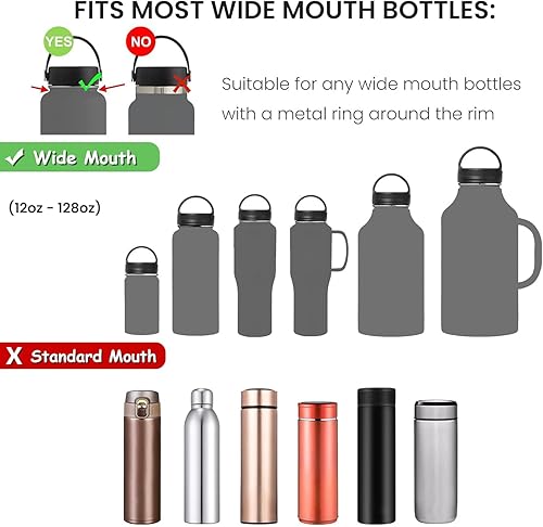 Miniatura 9 de Wongeto Correa de hombro con mango de paracord, compatible con botellas de agua Hydro Flask de boca ancha de 12 a 64 onzas (no compatible con el