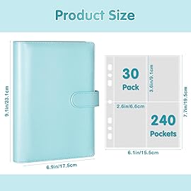 A5 Kpop Photocard Binder with 30 Pack 4-Pocket Card Pages, 6 Ring A5 Binder Card Collector Album with 240 Card Slots,PU Leather Binder Cover with Magnetic Buckle Closure for Organizing Trading Card