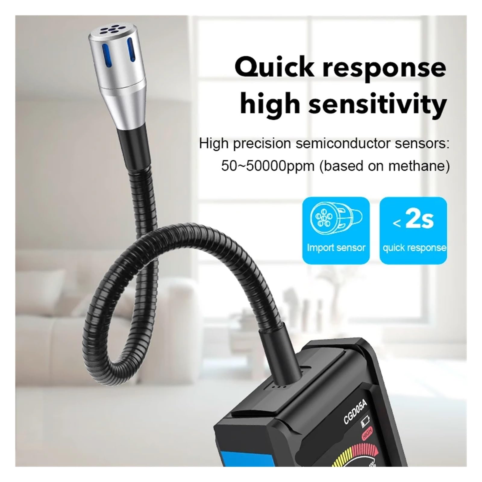 Detector de Gas, Detector de fugas de gas portátil con pantalla de carga, analizador de gas, medidor de GLP, medidor de fugas natural con triple alarma
