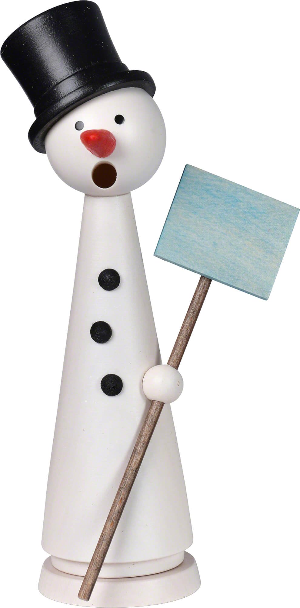 KWO Bonhomme de Neige Fumeur Herbert Blanc statuette d'artisanat d'art 15 cm