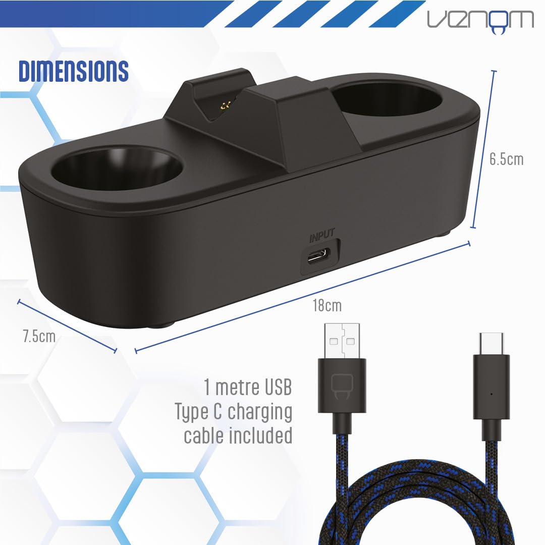 Venom Stacja Turbo do Ładowania Kontrolera PS5 | Szybka Ładowarka DualSense & Edge z Wskaźnikiem LED | Stacja Ładowania z Inteligentną Ochroną