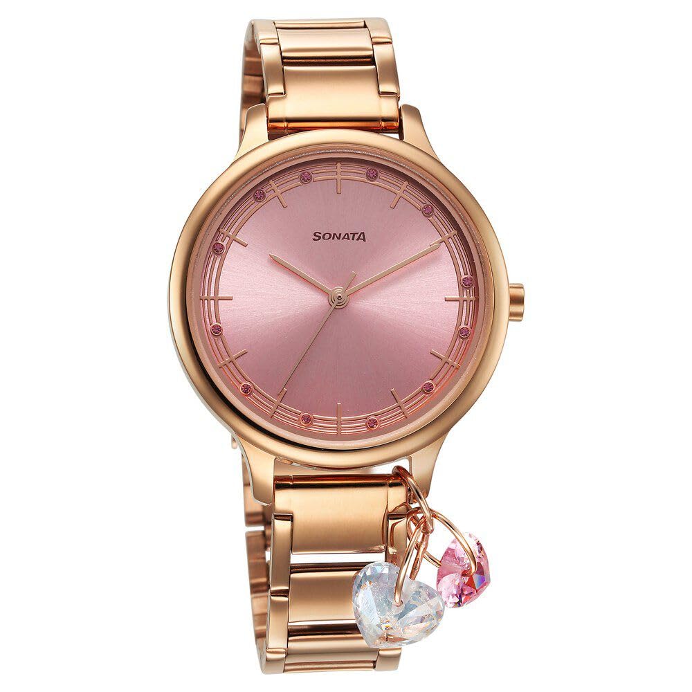 Sonata Blush Quartz Analog Pink dial Stainless Steel Strap Watch for Women-NS87050WM05 (B0CSP3M9Q3) Amazon Price History, Amazon Price Tracker
