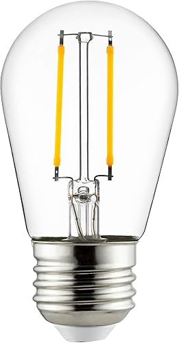 Miniatura 10 de Sunlite 40424-SU - Bombilla LED S14 estilo filamento, certificación ETL, 2 vatios (equivalente a 25 W), 200 lúmenes, base media (E26), regulable,