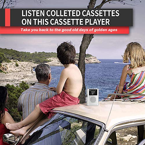 Retro Portable AM/FM Radio Cassette Player/Recorder, Compact Lightweight Stereo Personal AM/FM Radio Walkman Tape Cassette Player with Built in Speaker-Silver - Thumbnail 2