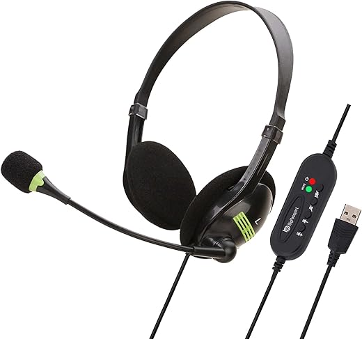 BigPassport USB Wired Over Ear Headphones with Noise-Cancelling with mic for PC, Laptop, Computer Model- Pro-Tech 440 Black