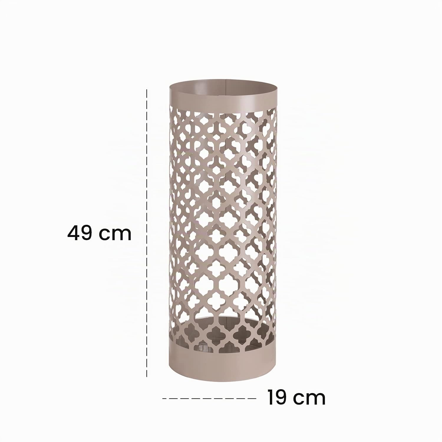 Baroni Home Porte Parapluie en métal en Style Ajouré Classique, Porteparapluies avec crochets et bac d'égouttement Amovible, Taupe, 49x19x19 cm