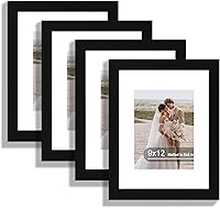Vista 35 de Juego de 4 portarretratos de 4 x 6 pulgadas, hechos de vidrio real y marco de madera gris, exhibición en pared o mesa, para fotos de 3.5 x 5