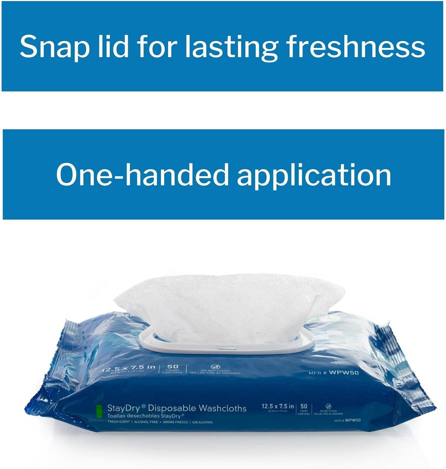 McKesson StayDry Disposable Wipes or Washcloths for Adults with Aloe, Incontinence, Alcohol-Free, Not-Flushable, Pleasantly Fragranced Aloe and Vitamin E Formula