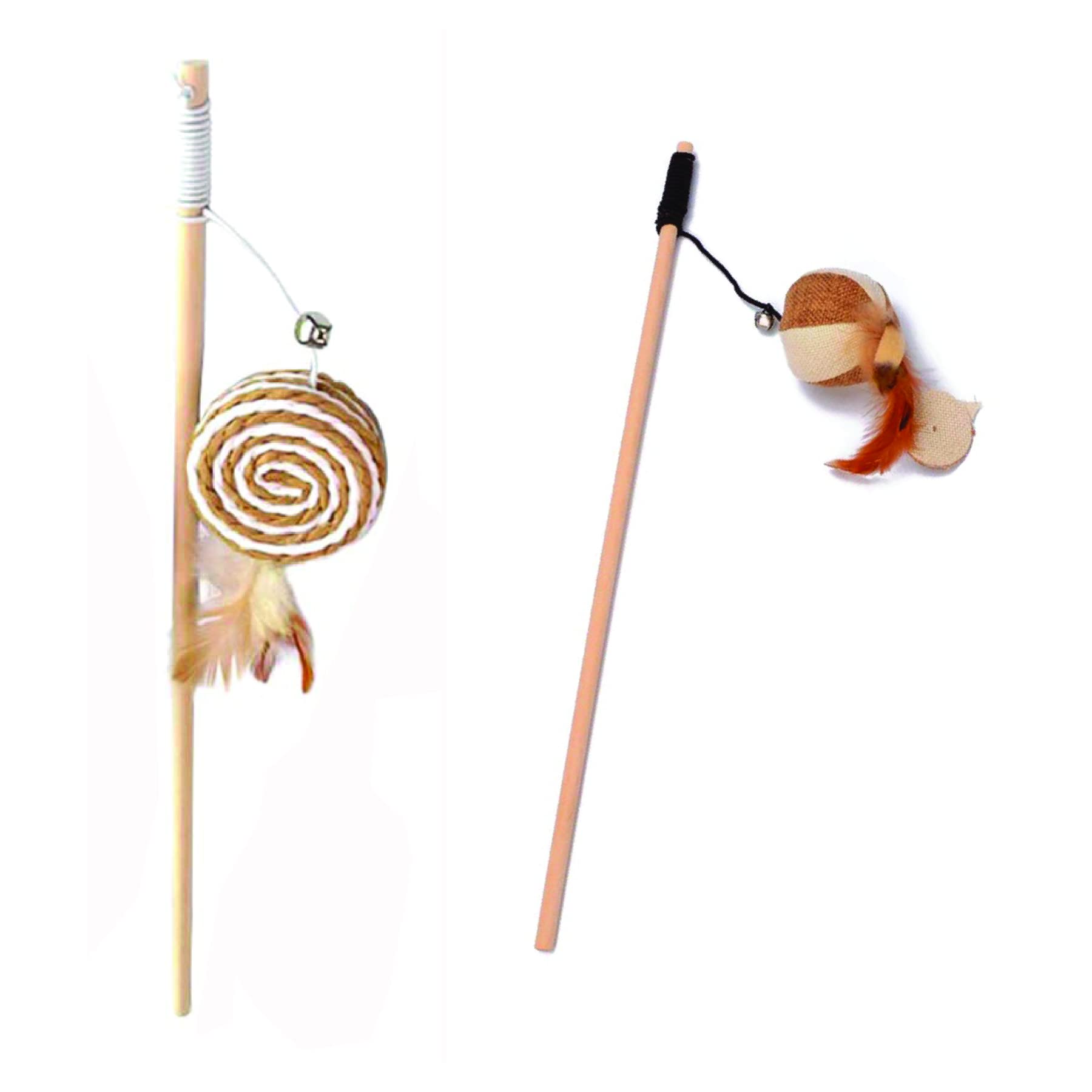 PETS EMPIRE Cat Wand Toys 2 Sticks Combo Pet Cats Kitten Teaser Wooden Play Stick Wand Ball Feather Bell Toy (B09JSTR6JD) Amazon Price History, Amazon Price Tracker