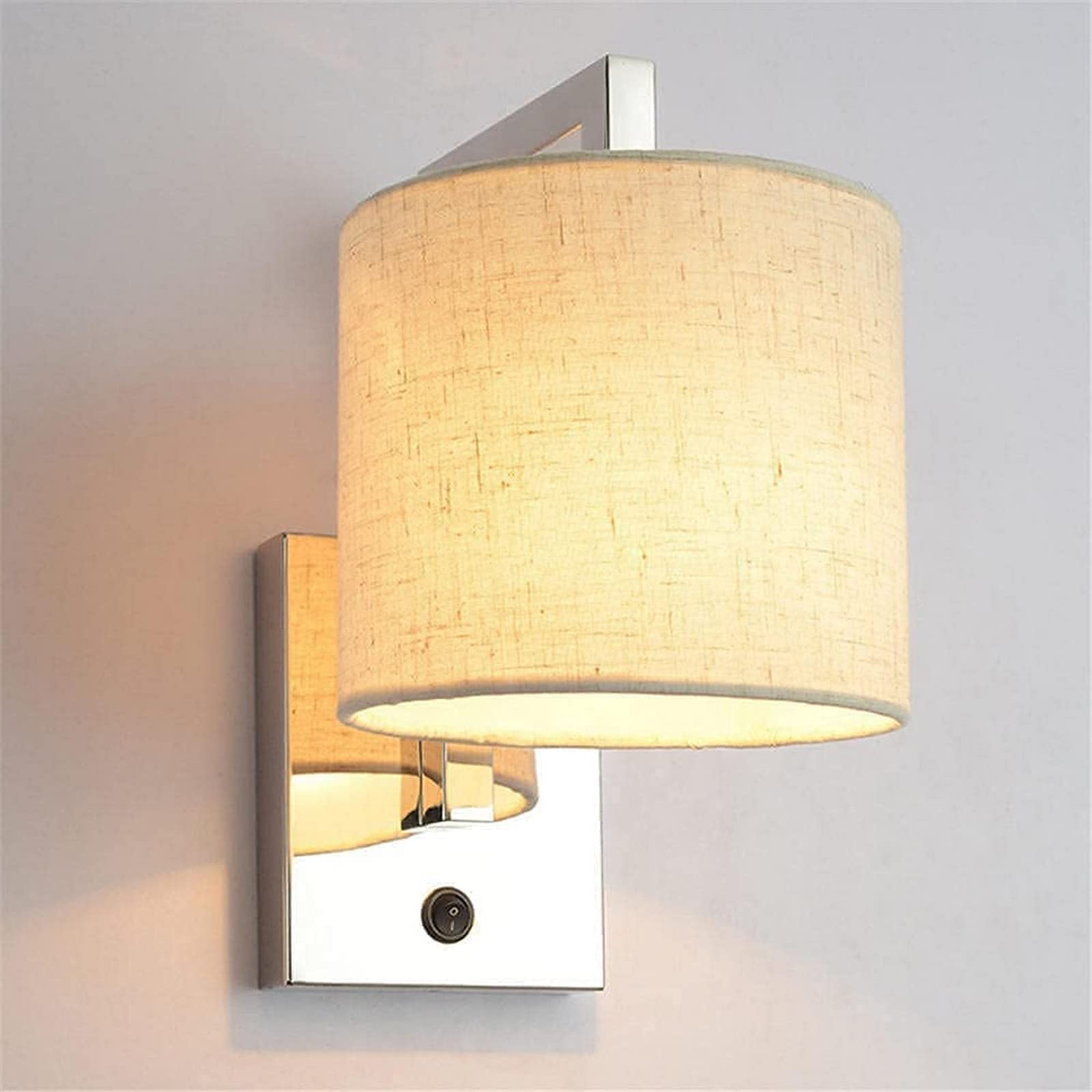 Moderne avec Interrupteur Beige Blanc Tissu intérieur Applique Murale E27 simplicité Salon Lampes métal Lampe Corps Restaurant Chambre escaliers Appliques Chevet décor Lampe
