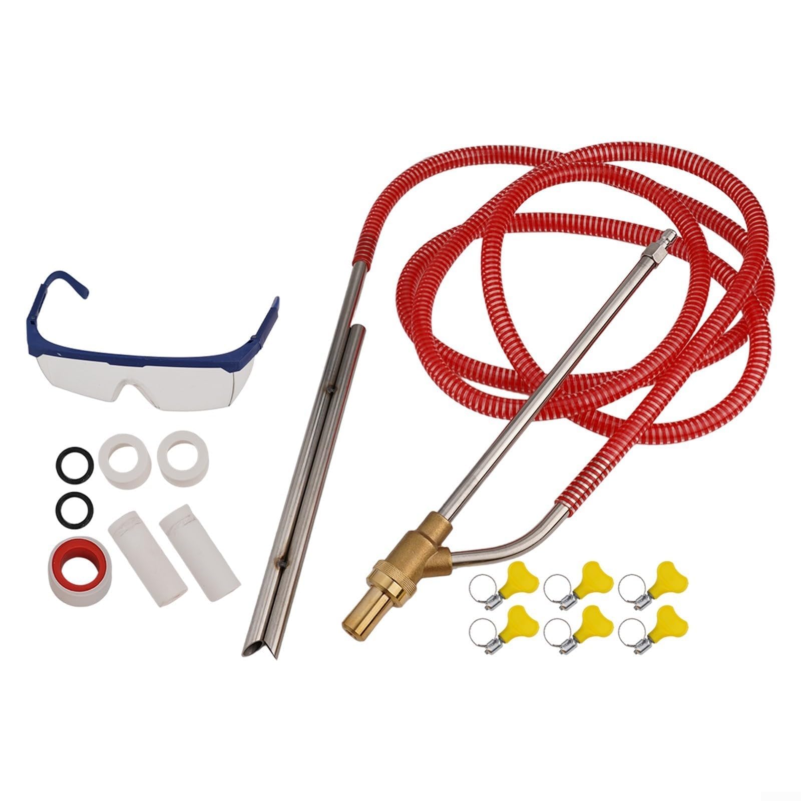 Kit di sabbiatura per idropulitrice con tubo da 3 m e bacchetta da 40,6 cm, set di ugelli in ottone da 5000 PSI per vernice ruggine per rimozione graffiti, include accessori per sabbiatura a secco