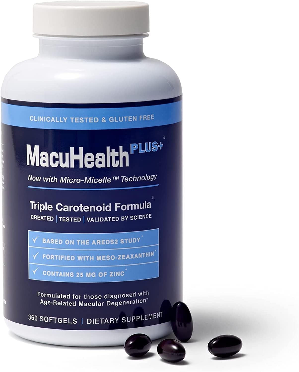 MacuHealth Suplemento de Vitaminas para os Olhos Plus+ para Adultos (90
