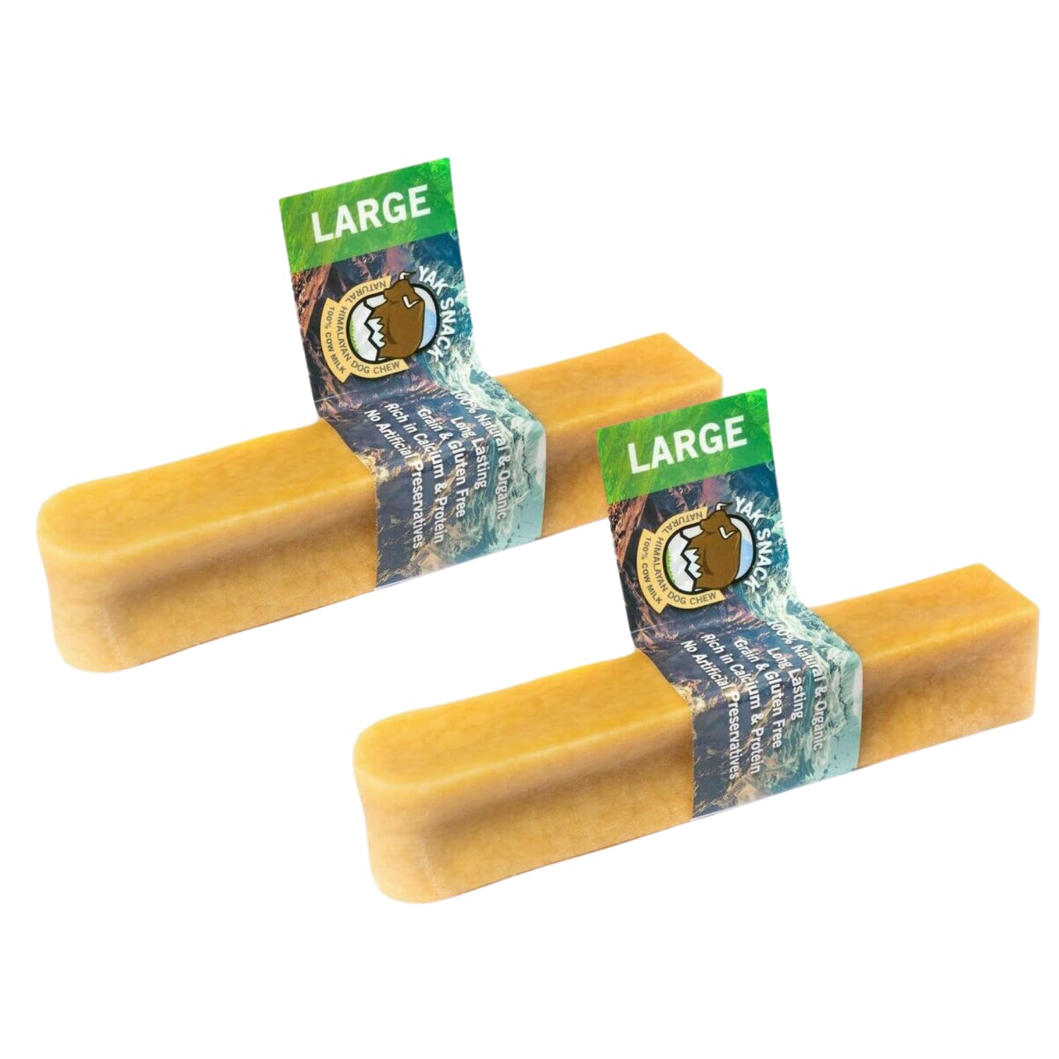 Large Yak Chews for Dogs Natural Dog Treats 2 Pack Long Lasting Chew For Dogs With No Artificial Preservatives Yak Milk Chews Low In Fat, High In Protein, Calcium Grain And Gluten Free