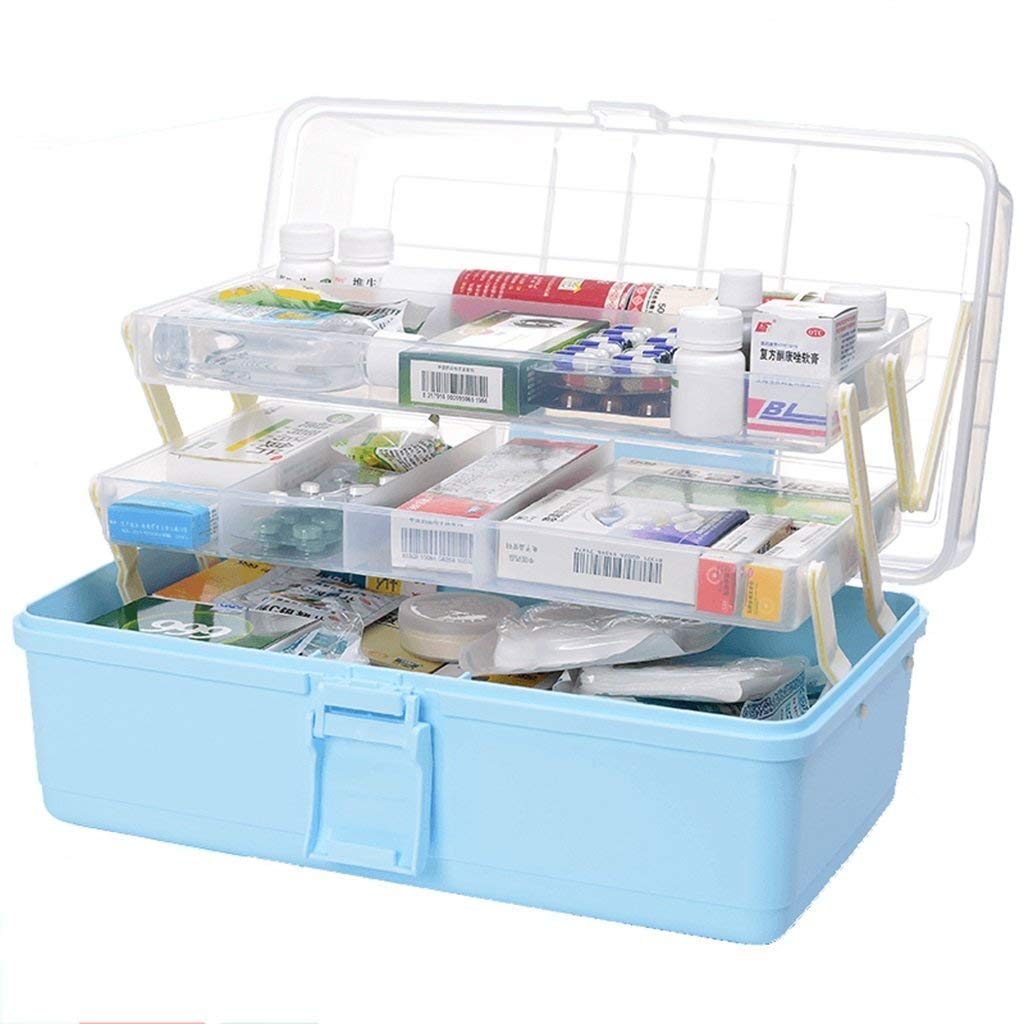 MUNGAT Storage Repair Tool Box Case Portable 3 Compartments/Layers Multipurpose Medicine Organiser