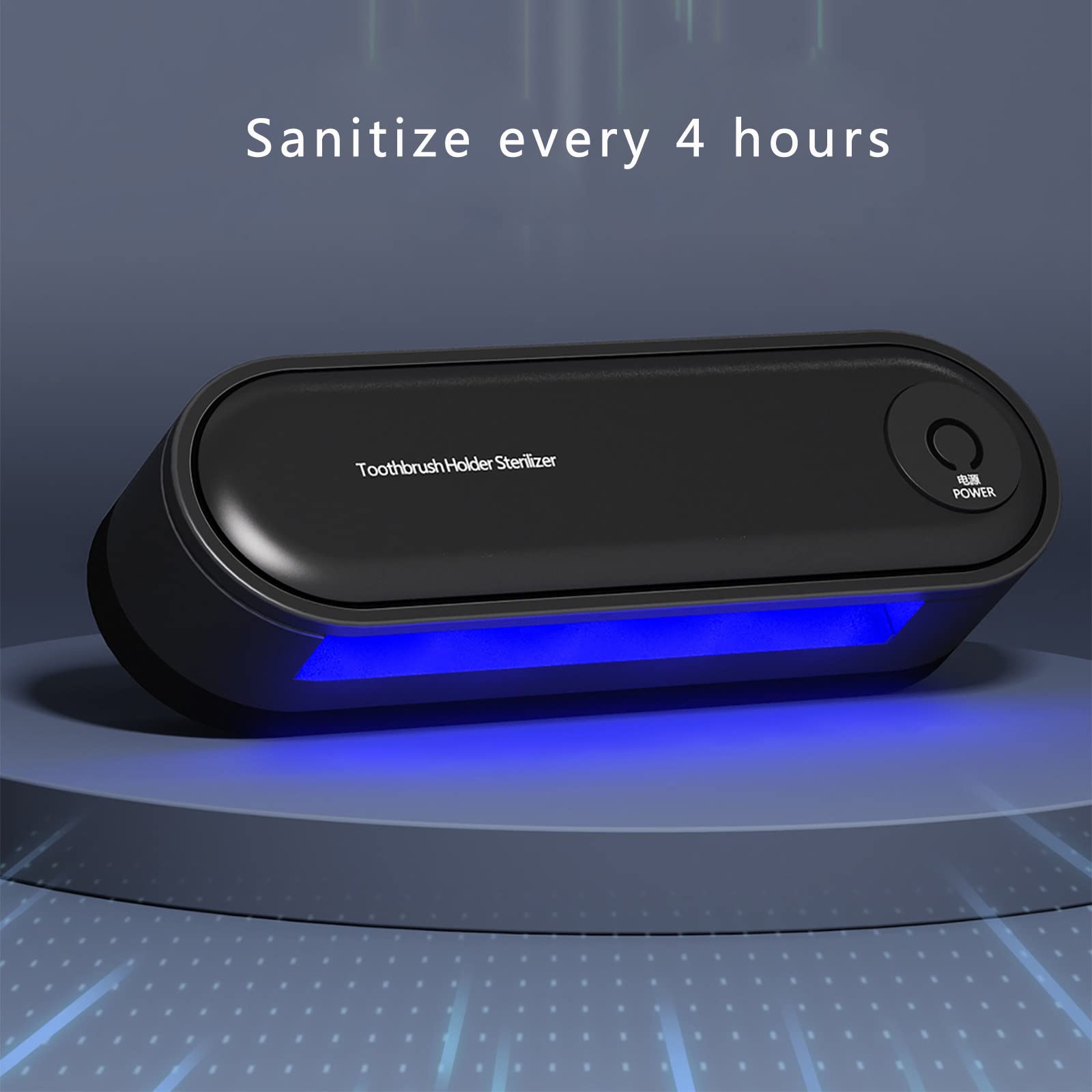 Porta Cepillo de Dientes, Soporte Cepillo de Dientes con Función Esterilizador Secado, Estuche Cepillo Dientes USB Recargable con LED, Organizador Baño Negro