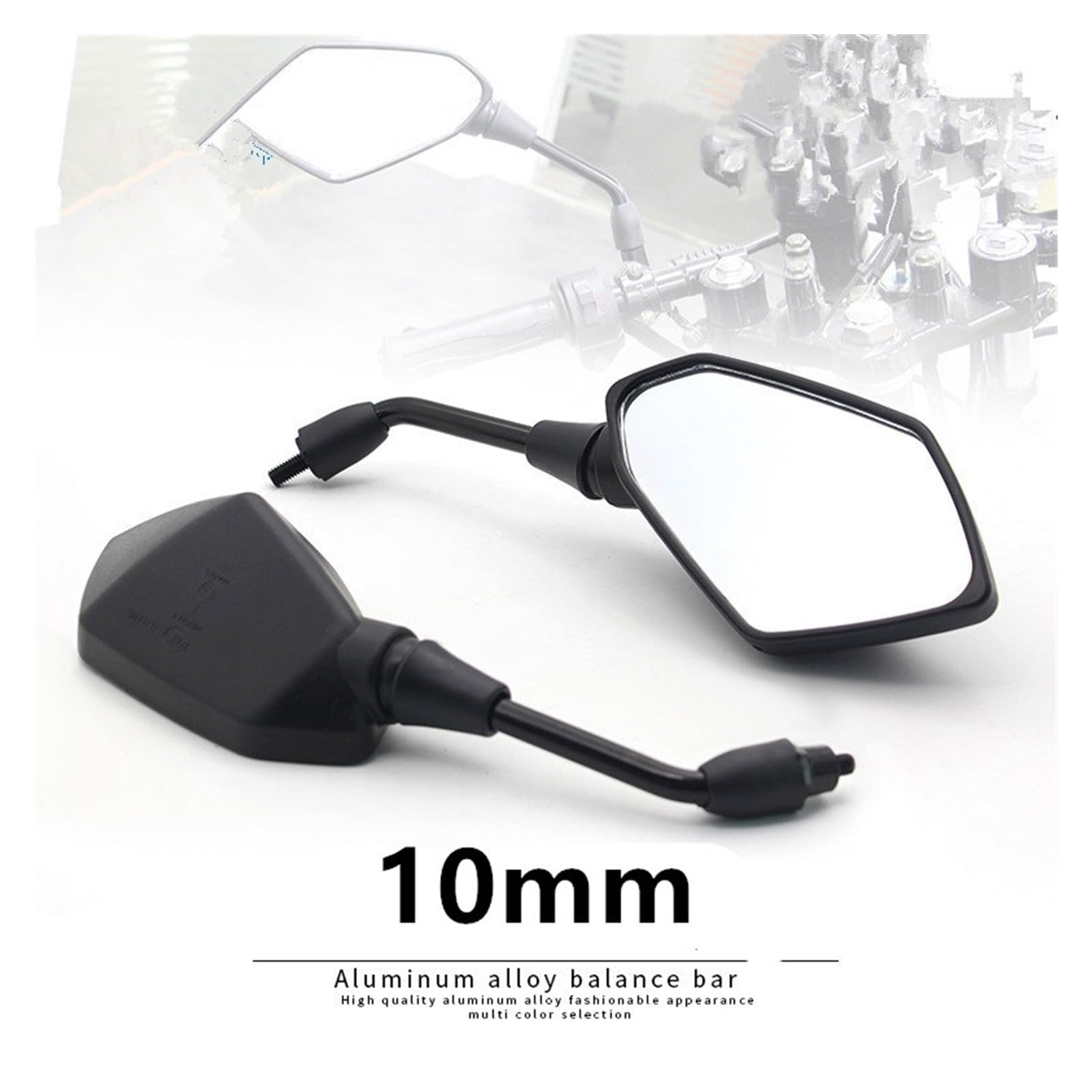 2 Pièces/Paire Rétroviseur Moto Scooter Motocross Rétroviseurs Électrombile Arrière Rétroviseur Convexe 8/10mm Fiber De Carbone Rétroviseur Garnitures