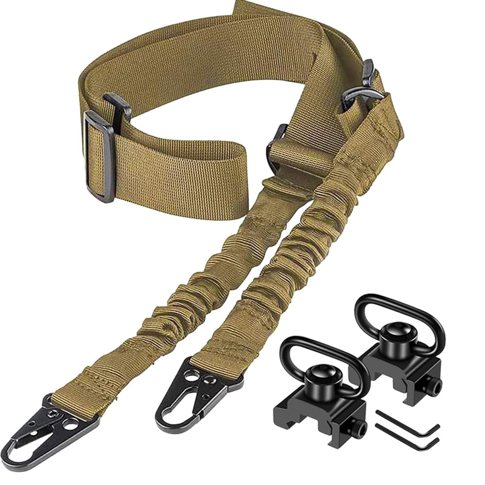 Sling táctico de Dos Puntos-2 Pack Picatinny QD Sling montajes giratorios Correa de Hombro Ajustable para Rifles-liberación rápida y Base de Montaje incluida