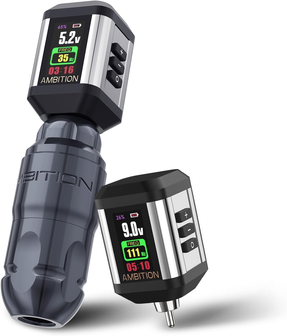 Ambition Lutin Rotary Tattoo Machine with 2Pcs Korall Tattoo Power Supply 2200mAh Straight Drive Bar - Wireless Tattoo Machine Short Tattoo Pen with Brushless Motor with RCA Cord for Tattoo Artist