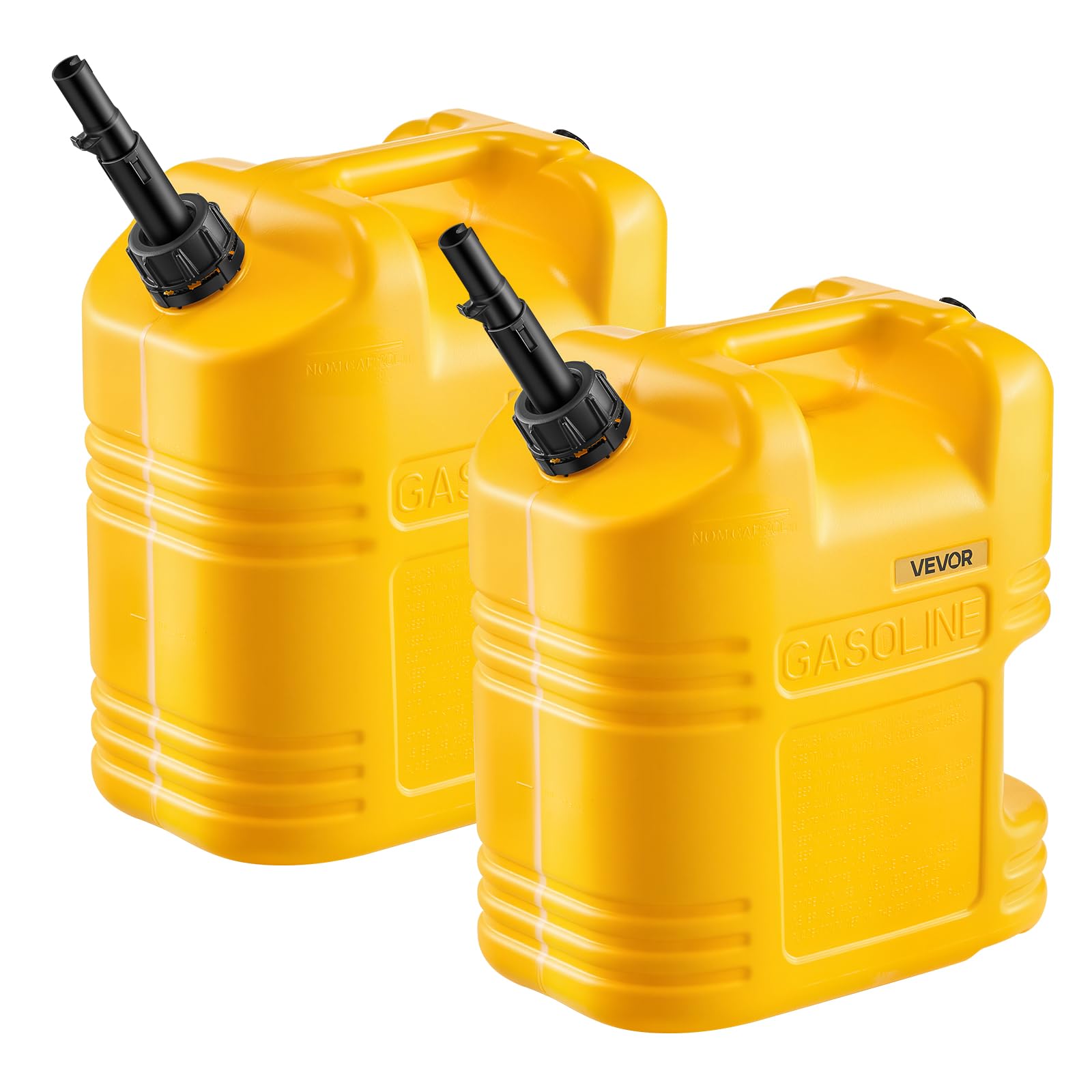 VEVOR Kraftstoffkanister 2er-Pack 19 L, Benzinkanister mit Ausguss & klarer Skala, max. Durchflussrate 15 L/min, Flüssigkeitsbehälter für die meisten Autos, Motorräder, SUVs, ATVs & UTVs, gelb
